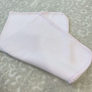 Little me pink white striped knit blanket